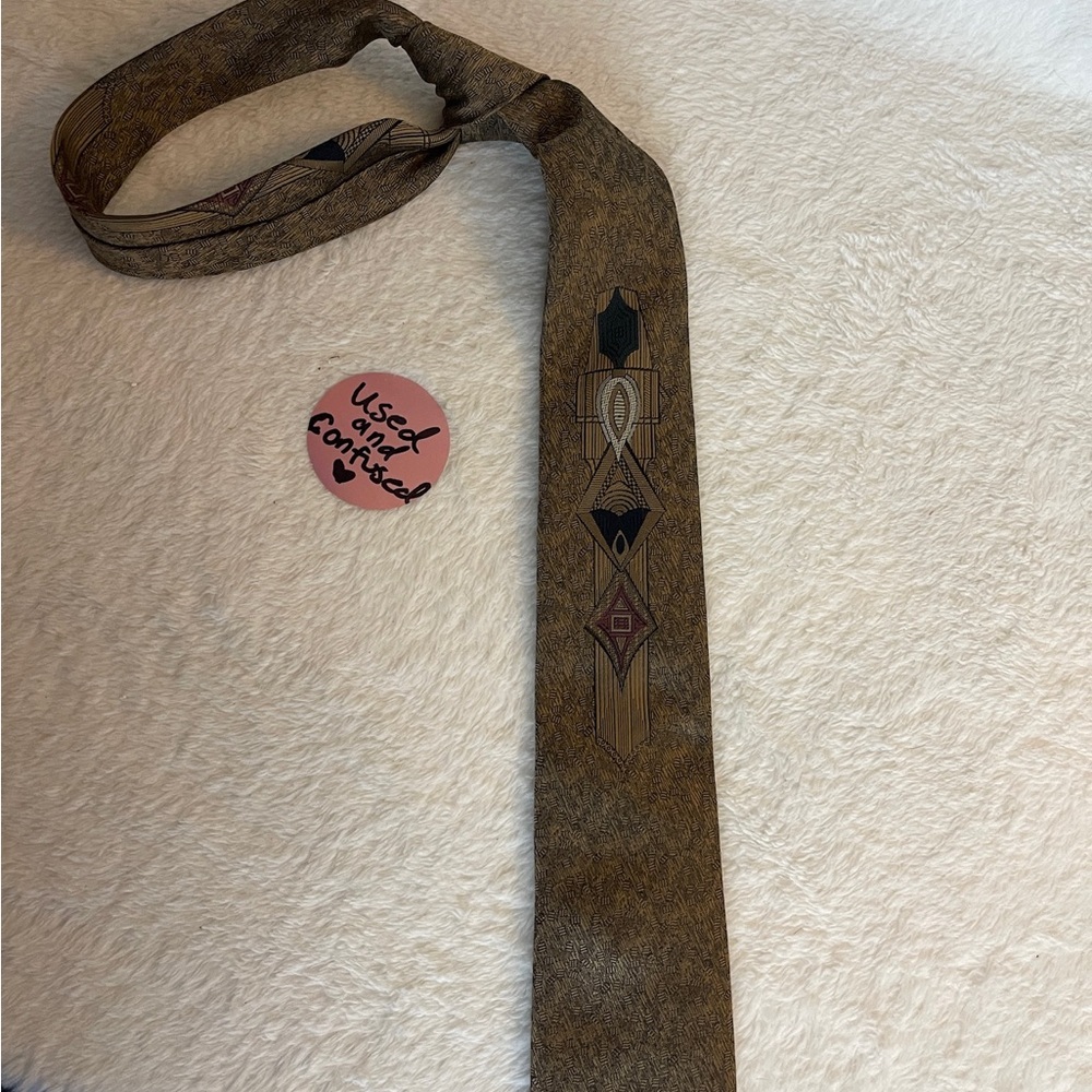 Expressions Tan and Black Patterned Tie